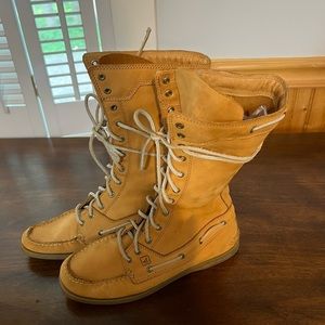 Sperry Tan Lace Up Boots for Women